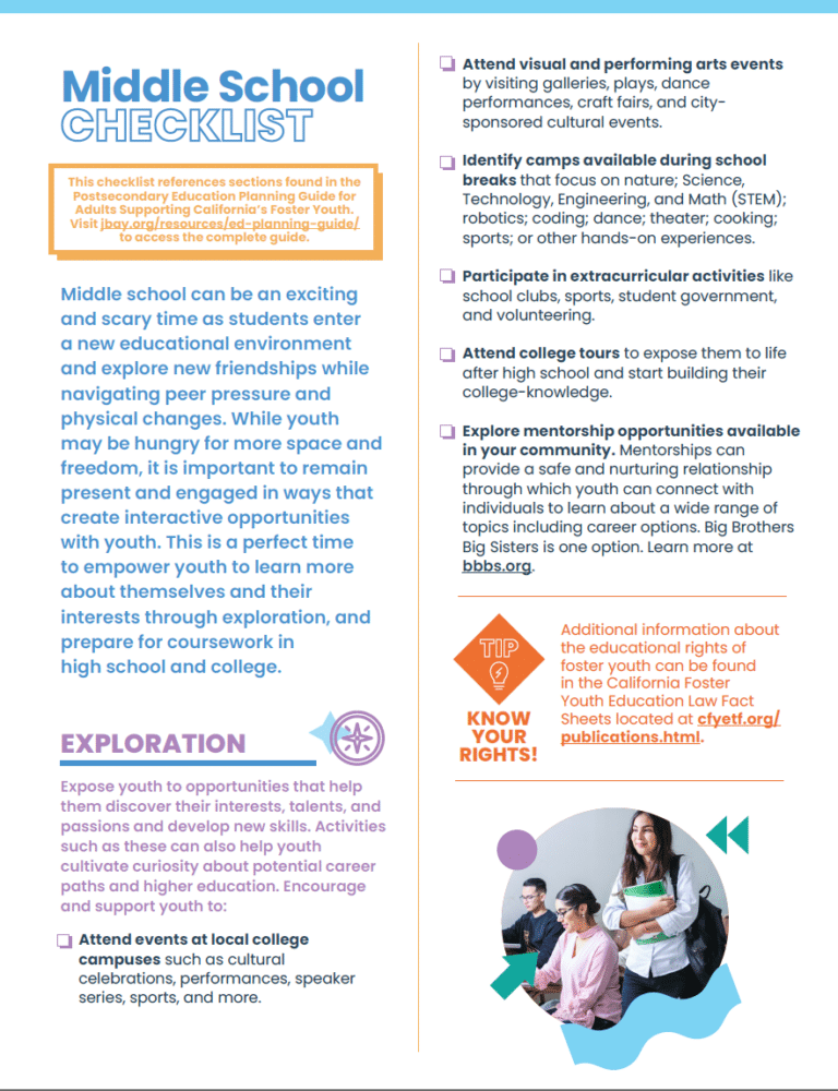 Postsecondary Education Planning Checklists for Adult Supporters | JBAY