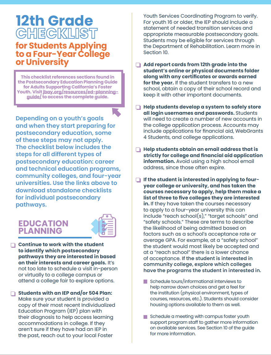 12th grade college prep timeline