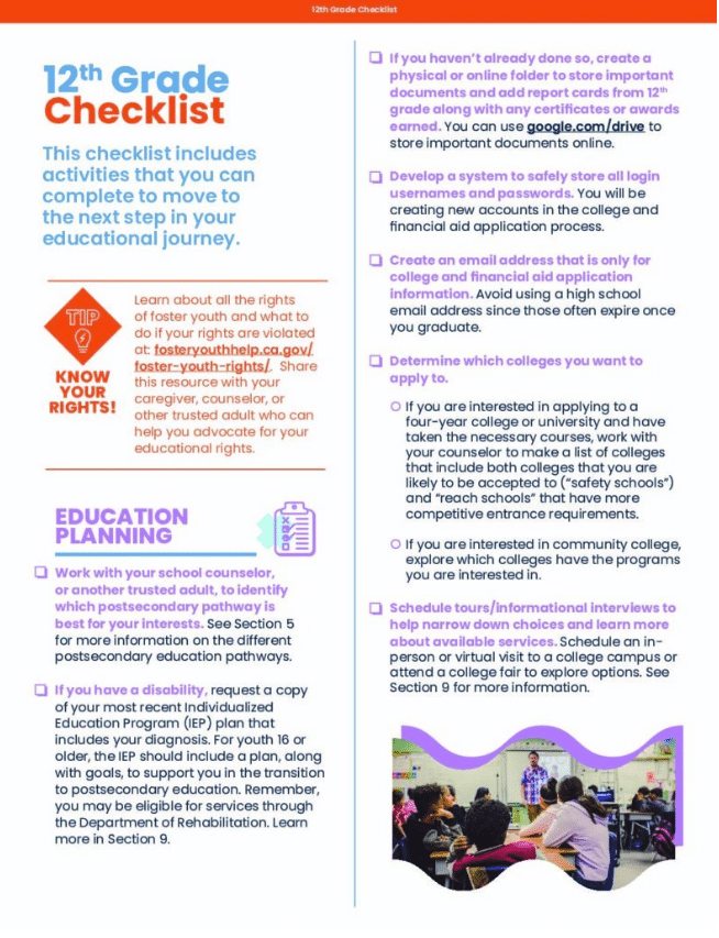 12th Grade Checklist for Students Applying to a Community College